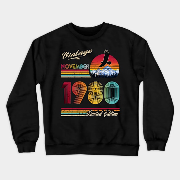 November 1980 Birthday Crewneck Sweatshirt by Green Splash